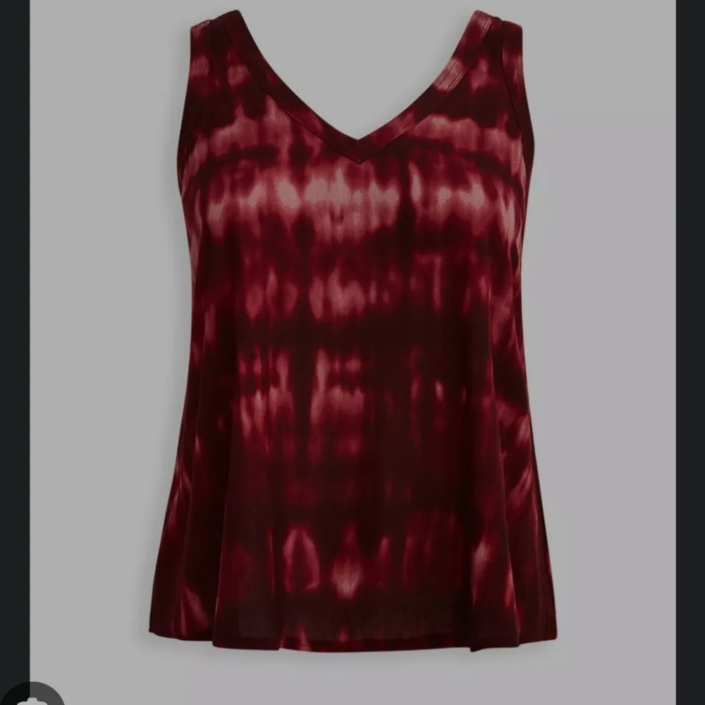Torrid Boho Plus Size Burgundy Wine Crinkle Gauze Tie-Dye Tank Top Size 1X - Picture 9 of 9